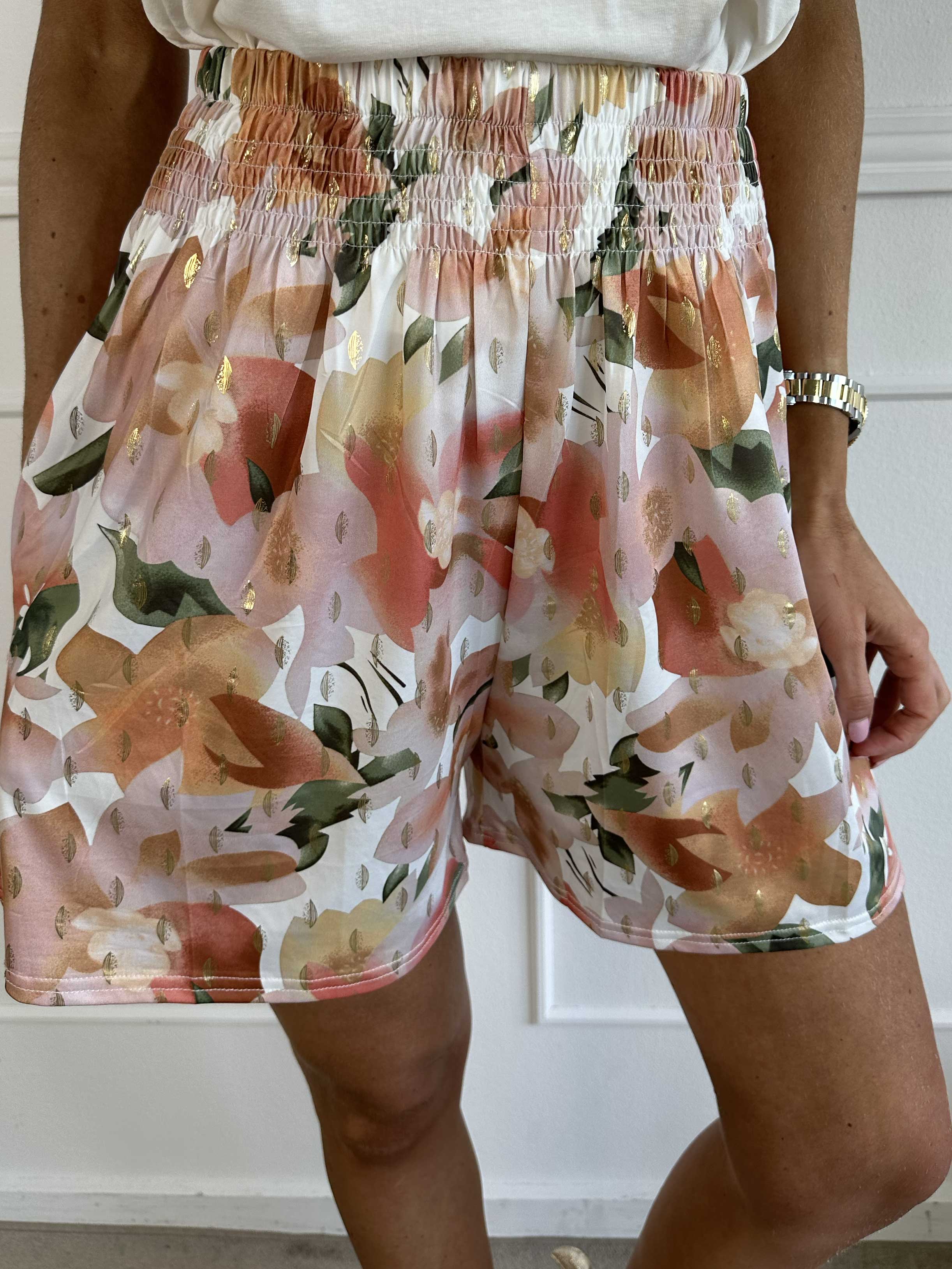 Pams Sweet Flower Shorts - Shorts i elastisk stof med elastikkant